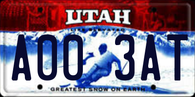 UT license plate A003AT