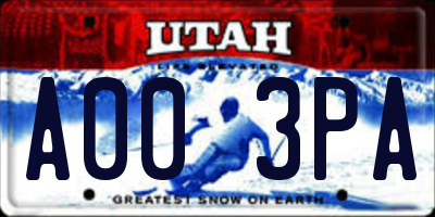 UT license plate A003PA