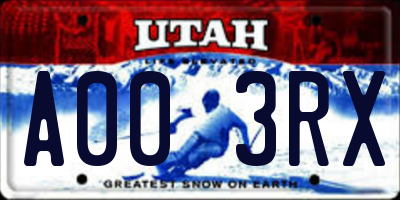 UT license plate A003RX