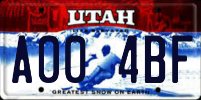 UT license plate A004BF