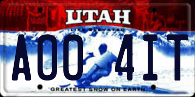 UT license plate A004IT