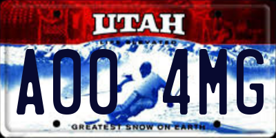 UT license plate A004MG