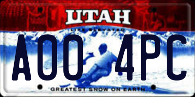 UT license plate A004PC