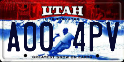 UT license plate A004PV