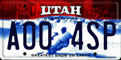 UT license plate A004SP