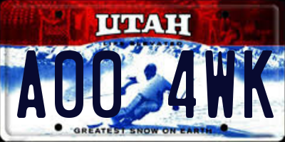 UT license plate A004WK