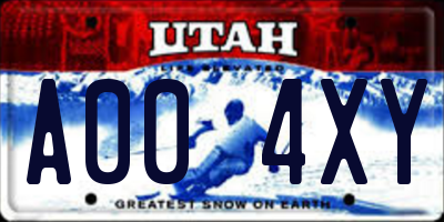UT license plate A004XY
