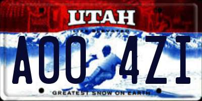 UT license plate A004ZI