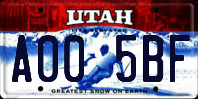 UT license plate A005BF