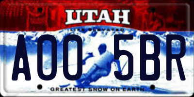UT license plate A005BR