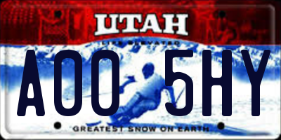 UT license plate A005HY