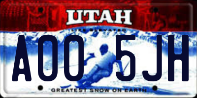 UT license plate A005JH