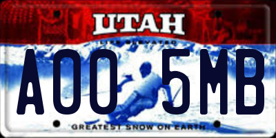UT license plate A005MB