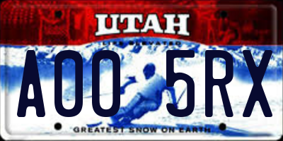 UT license plate A005RX