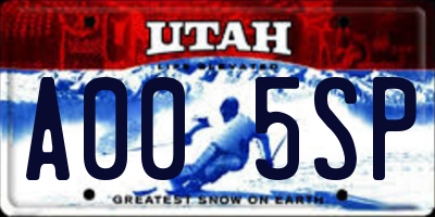 UT license plate A005SP