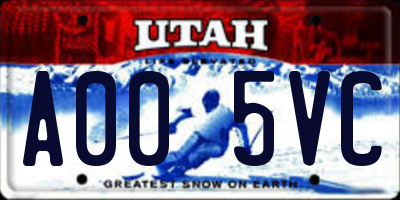 UT license plate A005VC