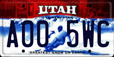 UT license plate A005WC