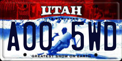 UT license plate A005WD