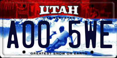 UT license plate A005WE