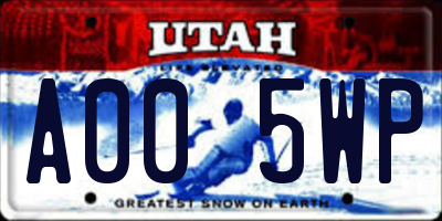 UT license plate A005WP