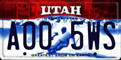 UT license plate A005WS