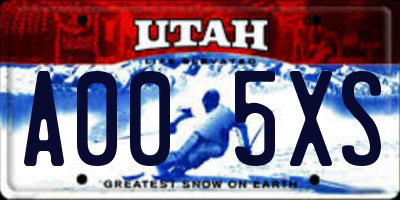 UT license plate A005XS
