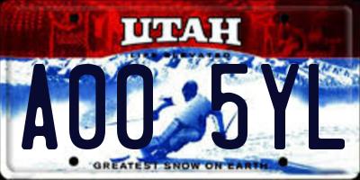 UT license plate A005YL