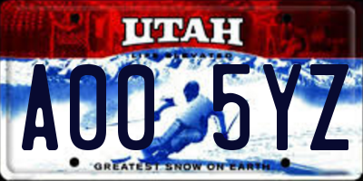 UT license plate A005YZ