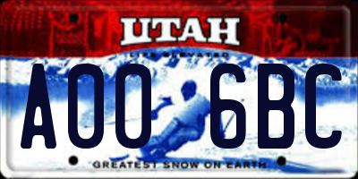 UT license plate A006BC