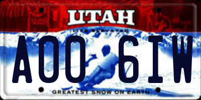 UT license plate A006IW