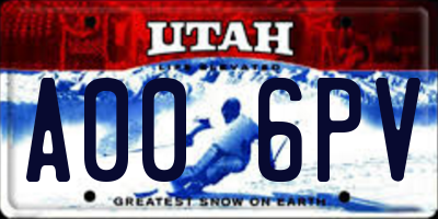 UT license plate A006PV