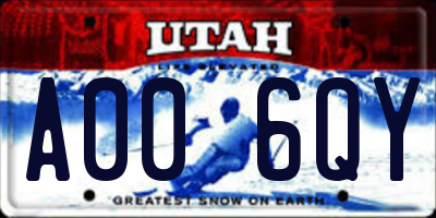 UT license plate A006QY