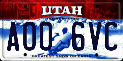 UT license plate A006VC