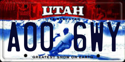 UT license plate A006WY