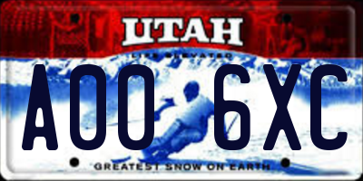 UT license plate A006XC