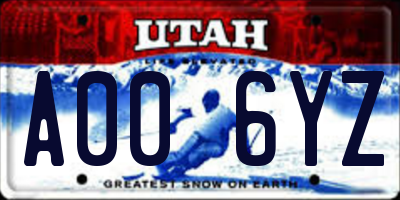 UT license plate A006YZ