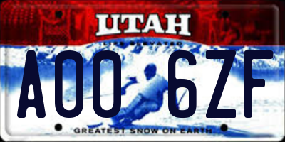 UT license plate A006ZF