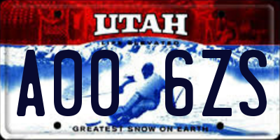 UT license plate A006ZS