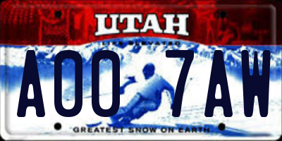 UT license plate A007AW