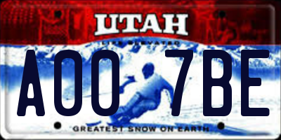 UT license plate A007BE