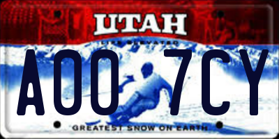 UT license plate A007CY