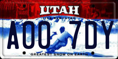UT license plate A007DY