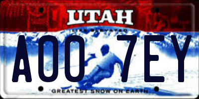 UT license plate A007EY