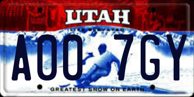 UT license plate A007GY