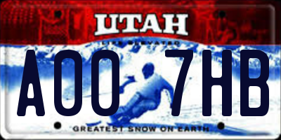 UT license plate A007HB