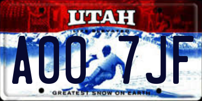 UT license plate A007JF