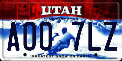 UT license plate A007LZ