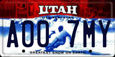 UT license plate A007MY