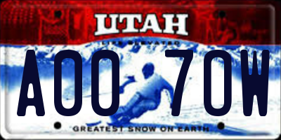 UT license plate A007OW