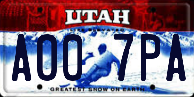 UT license plate A007PA